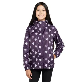 Peter Storm Kids Packable Waterproof Jacket Purple/White Love Hearts | Millets