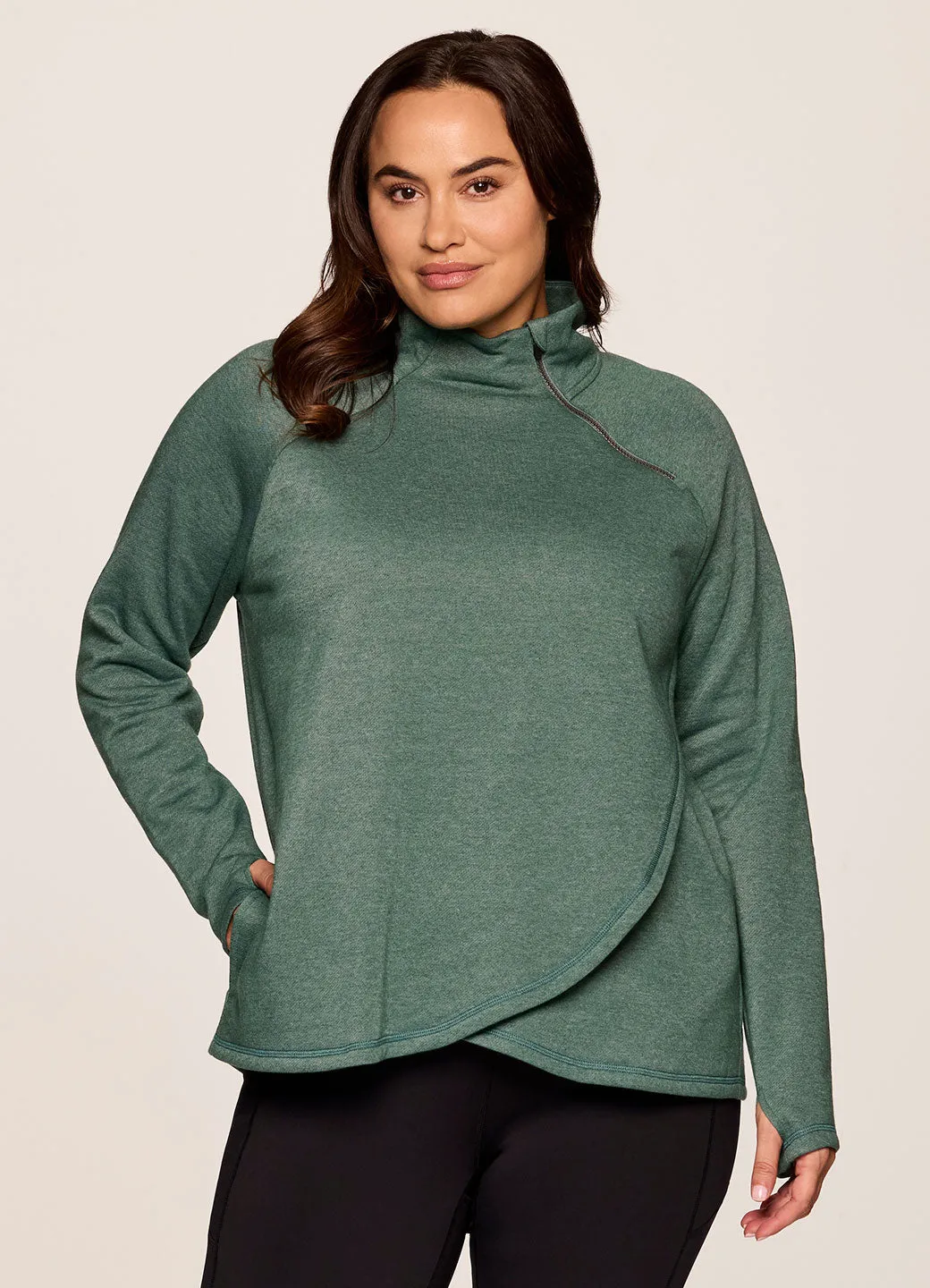 Plus Prime Ready To Roll Fleece Zip Mock Neck Pullover