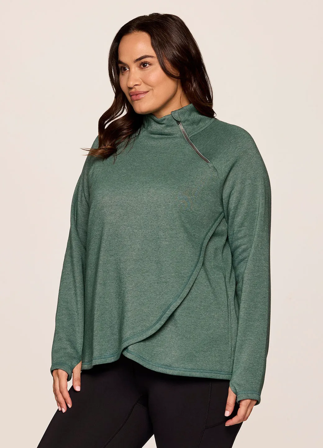 Plus Prime Ready To Roll Fleece Zip Mock Neck Pullover