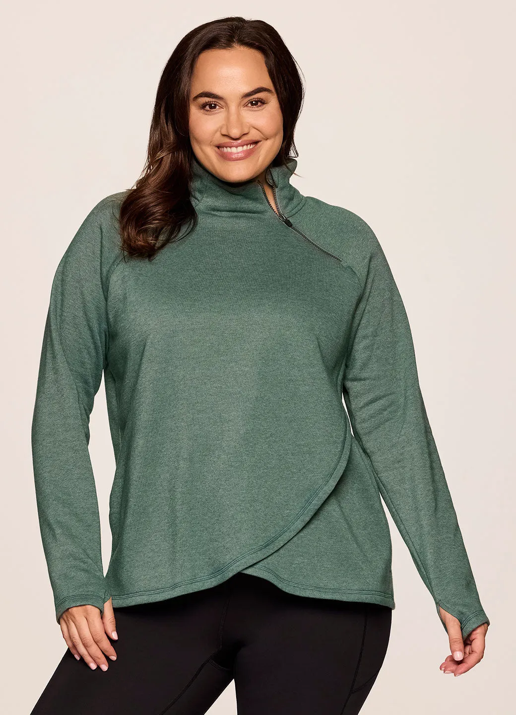 Plus Prime Ready To Roll Fleece Zip Mock Neck Pullover