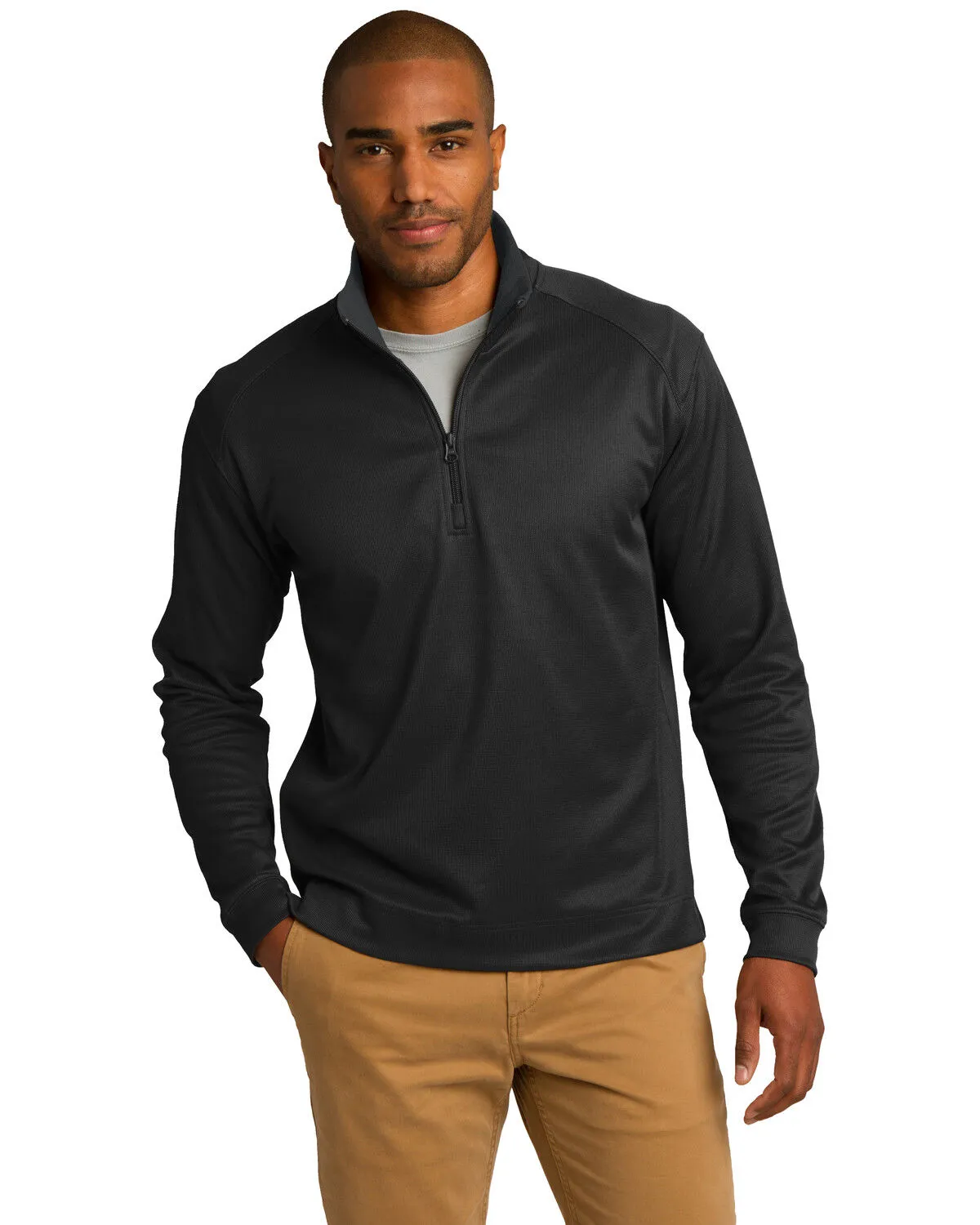 Port Authority Men's Black & Iron Gray Virtual Texture 1/4 Zip Work Pullover - Big