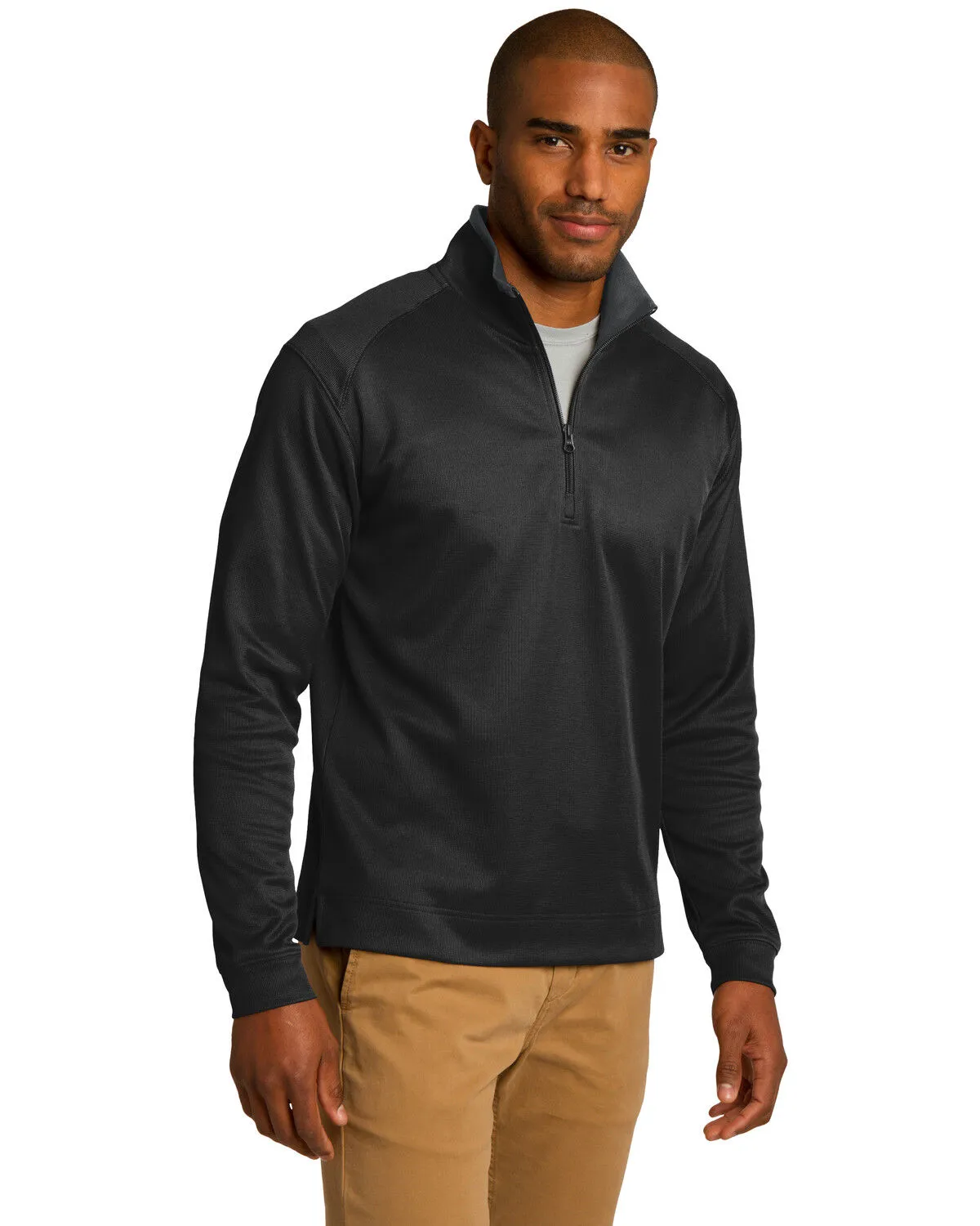 Port Authority Men's Black & Iron Gray Virtual Texture 1/4 Zip Work Pullover - Big