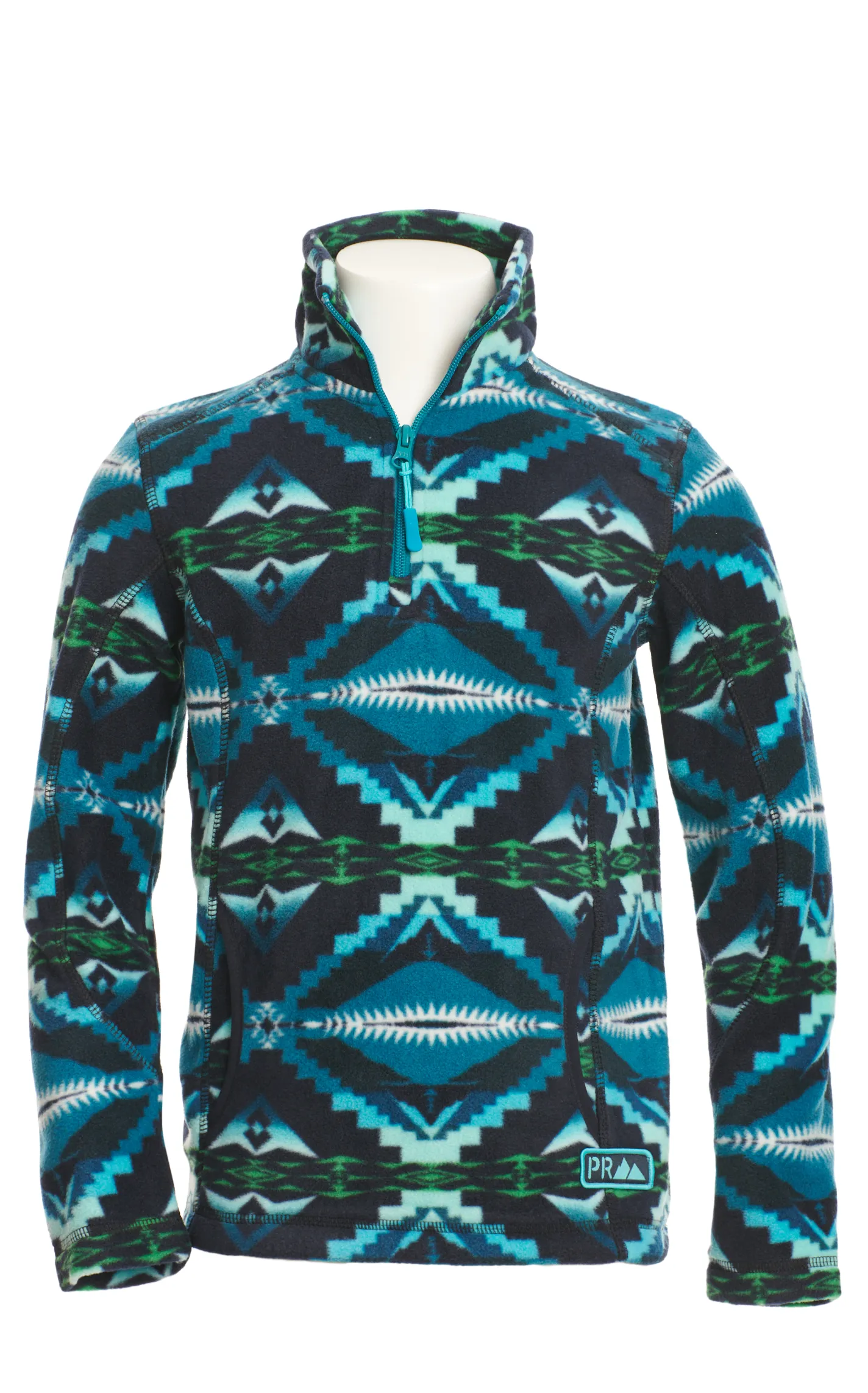 Powder River Outfitters Girl's Black & Colorful Turquoise Aztec Long Sleeve 1/4 Zip Pullover