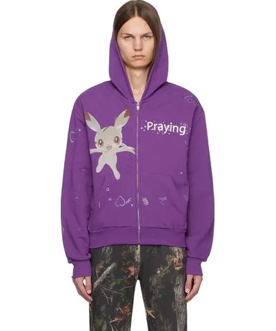 Praying Purple Pocket Creature Hoodie