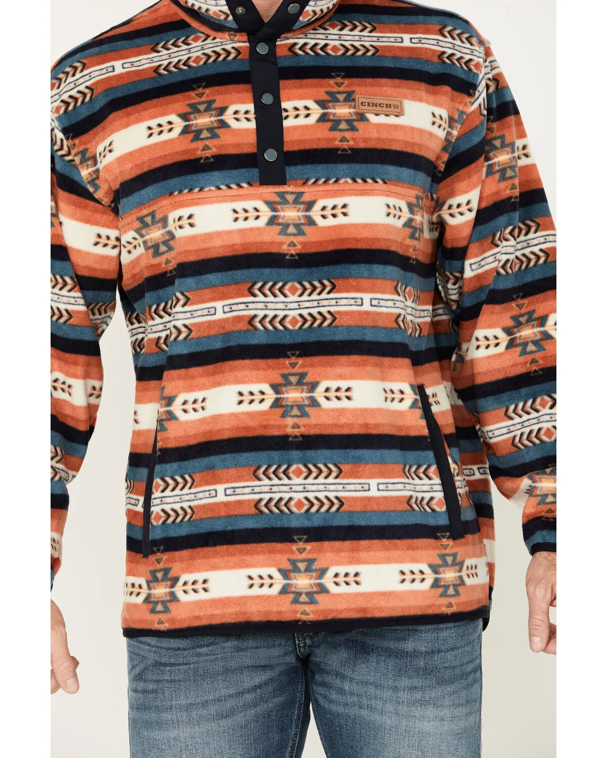 Product Name:  Cinch Men's Southwestern Striped 1/4 Snap Polar Fleece Pullover