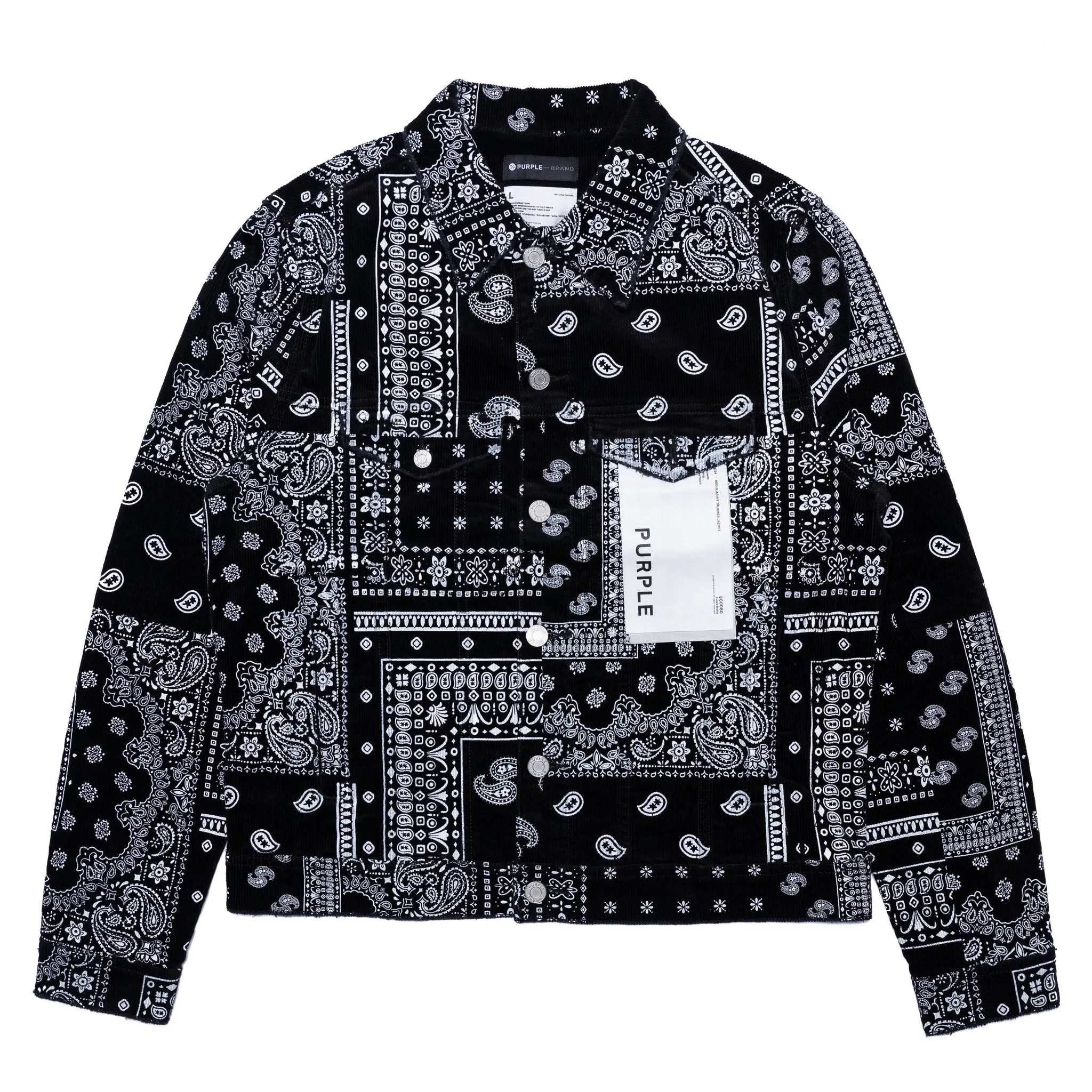 Purple Brand Paisley Print Corduroy Jacket 'Black'