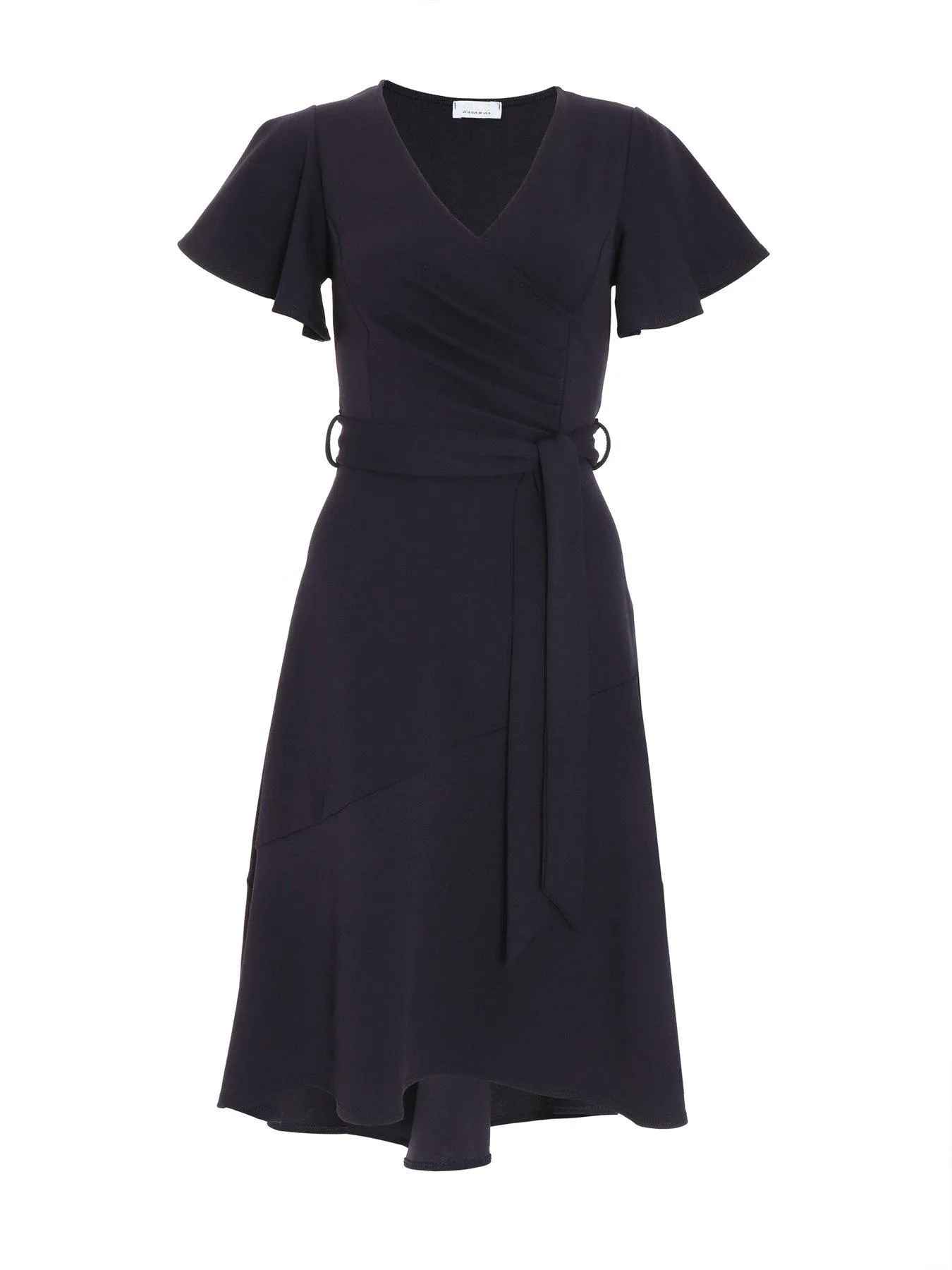 Quiz Navy Frill Sleeve Wrap Midi Dress