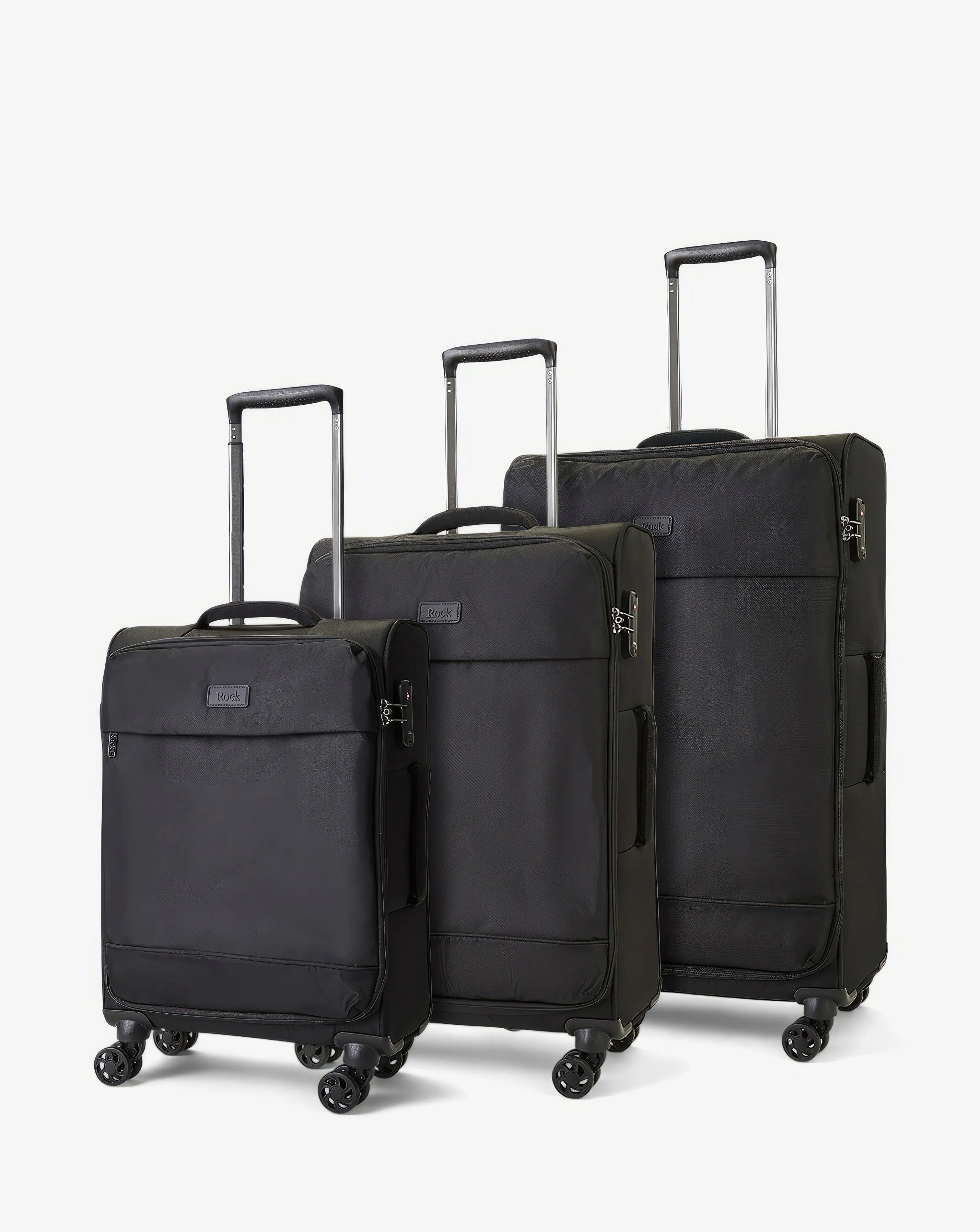 Rock Paris 3pc Suitcase Set Black | Simply Be