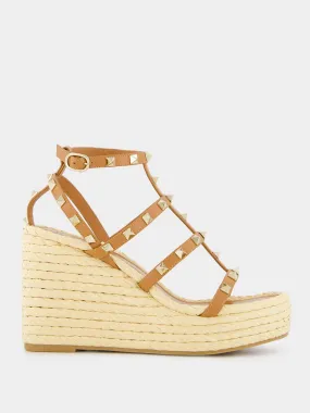 Rockstud Calfskin Wedge 95mm Sandals