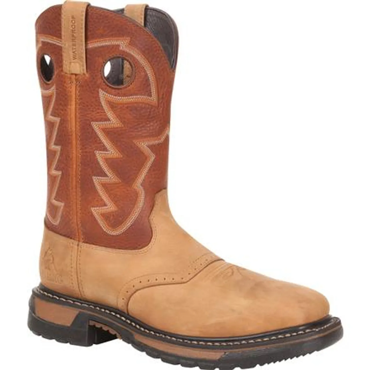 Rocky Mens Original Ride Waterproof Western Boot RKYW039 TAN AND OCHRE