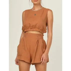 Round Neck Sleeveless Top and Shorts Set