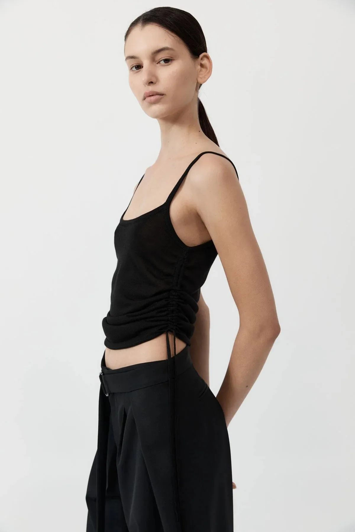 RUCHED TANK - BLACK