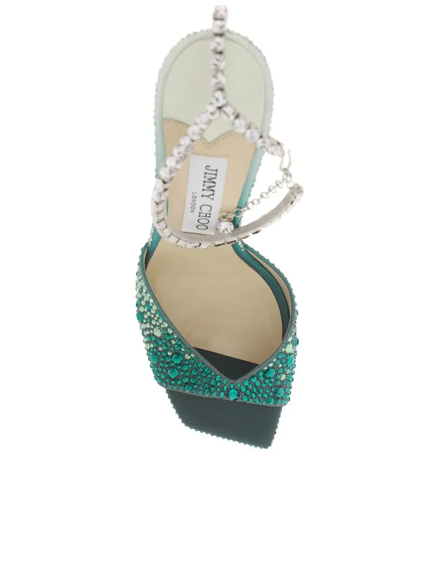 Saeda  Studded Satin Sandals