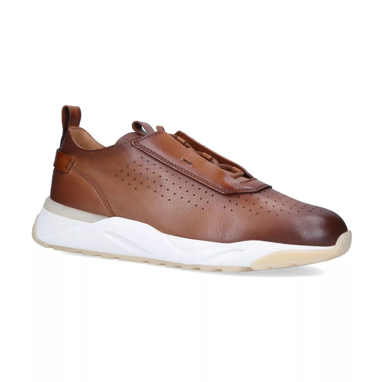 SANTONI Innova Leather Trainers - Beige