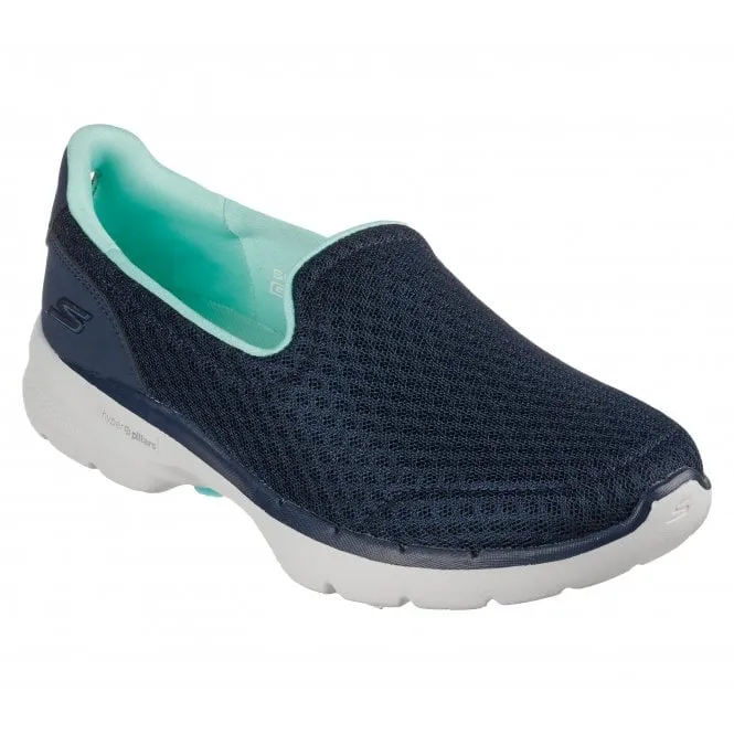 Skechers  Womens GOWalk 6 - Big Splash Navy/Turquoise Slip-On Trainers 124508 NVTQ