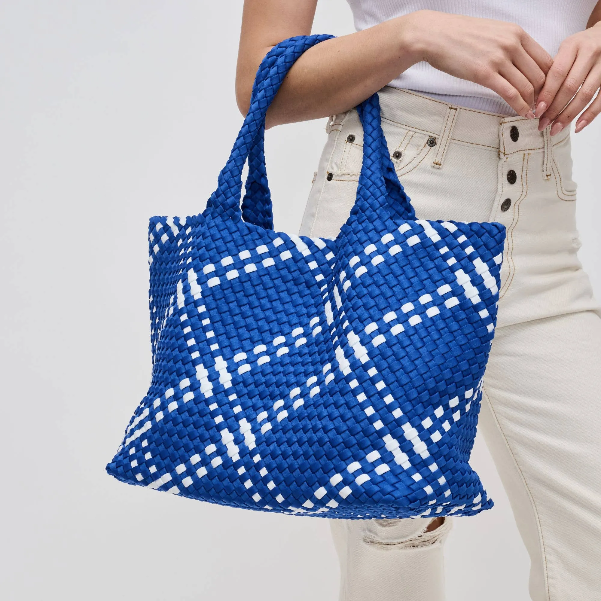 Sky's The Limit - Large Woven Neoprene Tote: Santorini