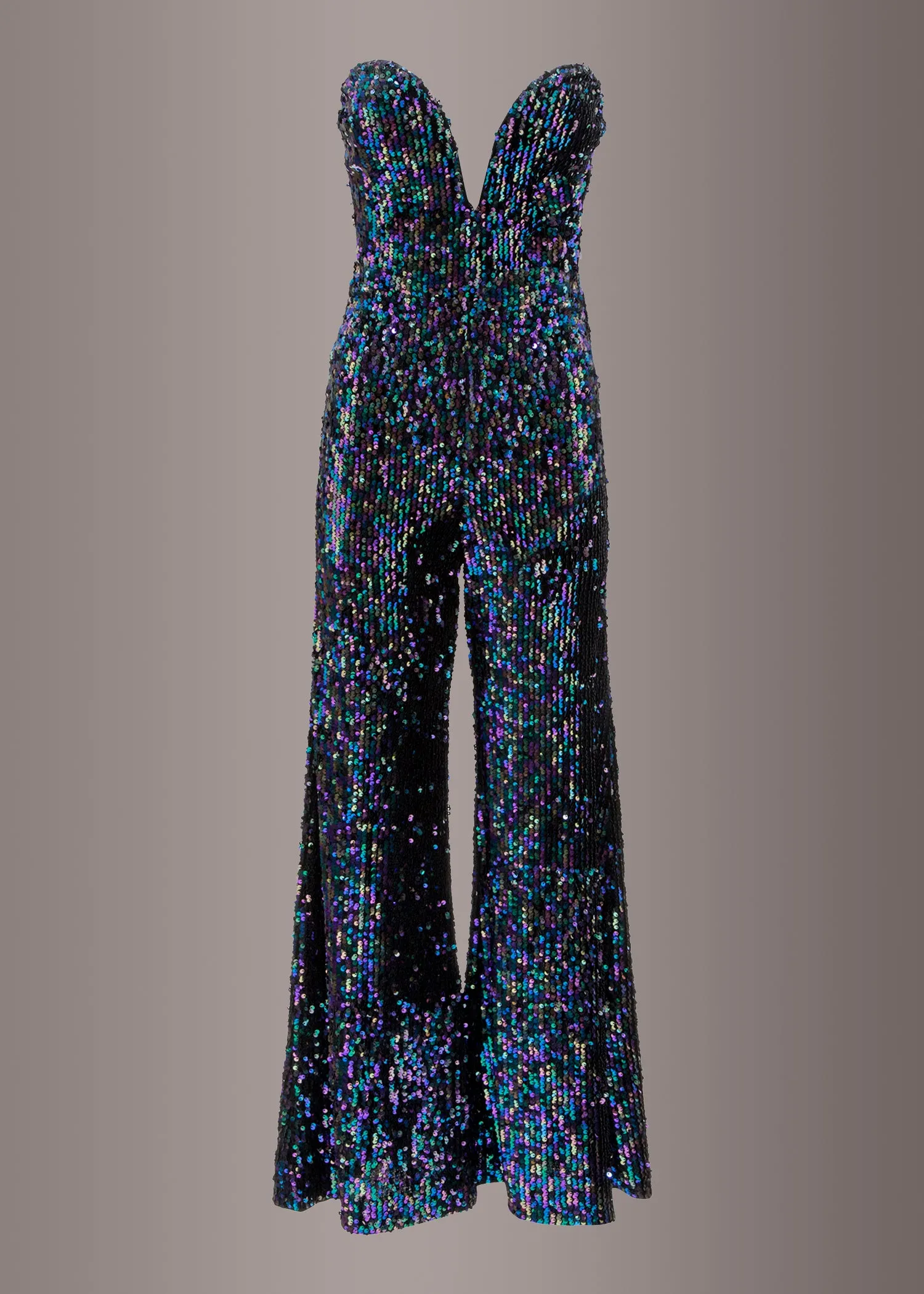 SLEEVELESS SEQUIN JUMPSUIT WITH WIDE LEG PANTS