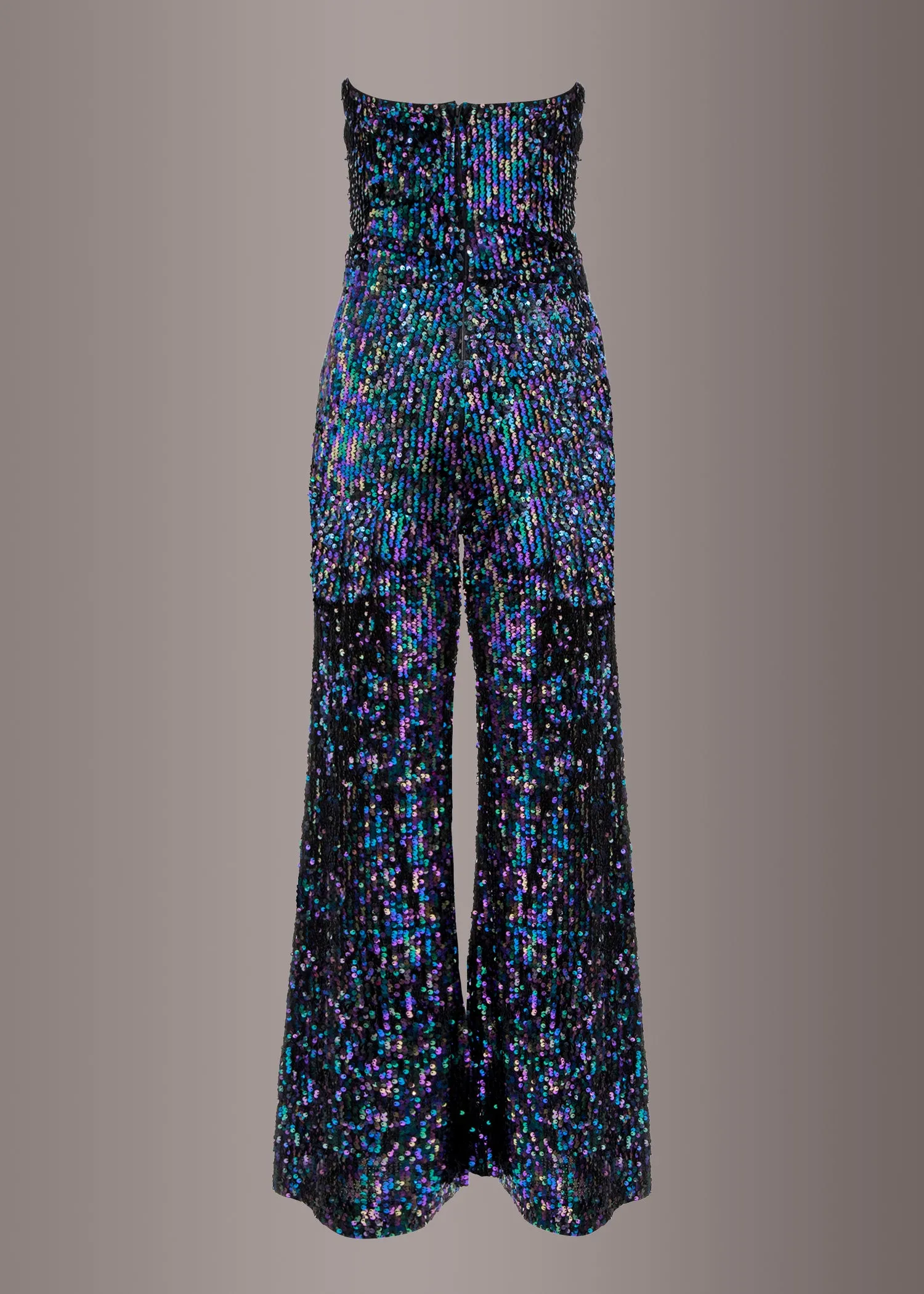 SLEEVELESS SEQUIN JUMPSUIT WITH WIDE LEG PANTS