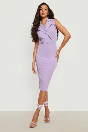 Sleeveless Wrap Tailored Midi Dress