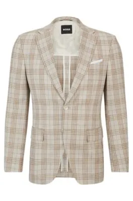 Slim-fit jacket in virgin wool, cotton and linen