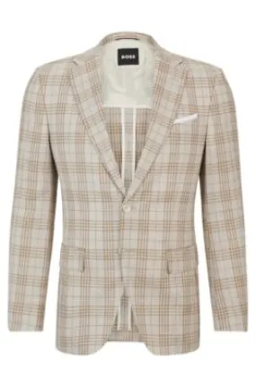 Slim-fit jacket in virgin wool, cotton and linen