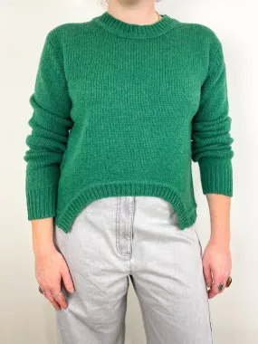 Soft Lambswool Shrunken Crewneck Pullover in Green