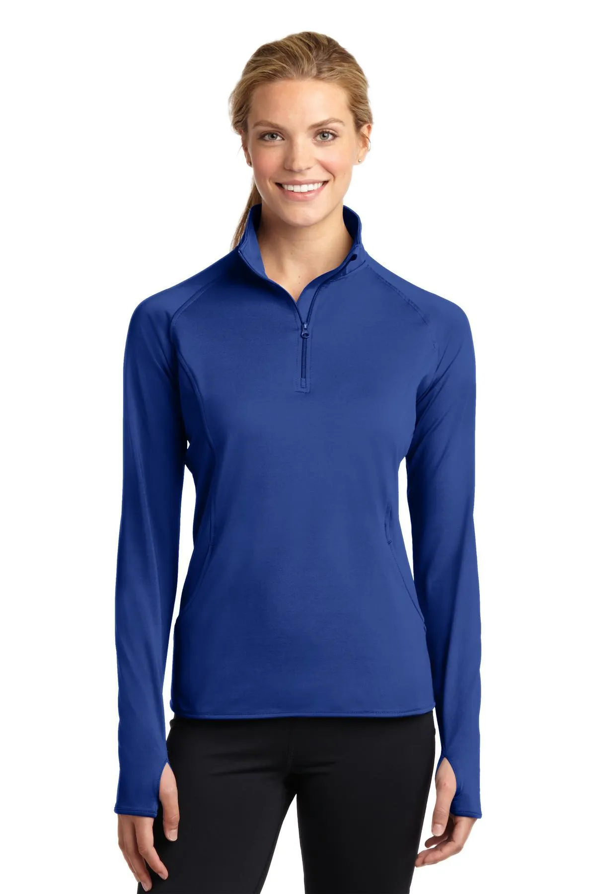 Sport-Tek Ladies Sport-Wick Stretch 1/2-Zip Pullover LST850 True Royal