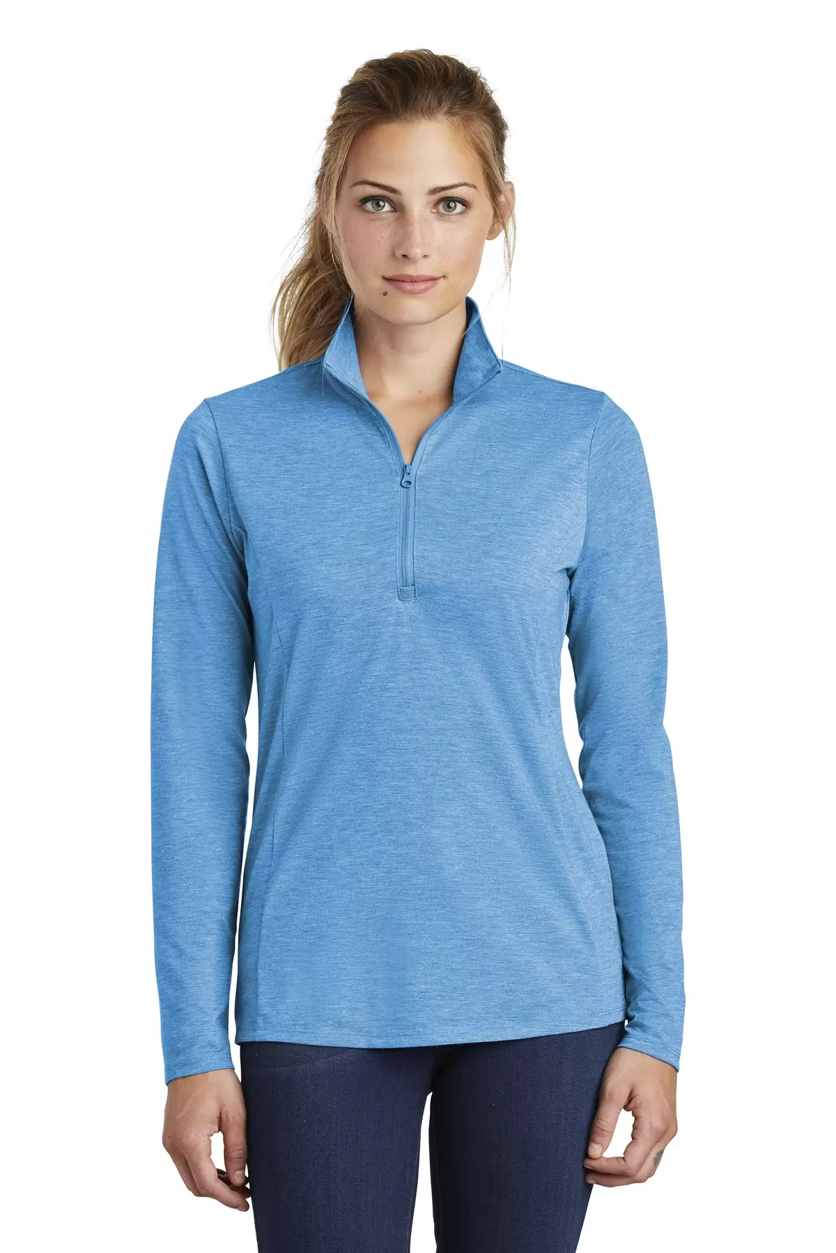 Sport Tek LST407 Sport-Tek  Ladies PosiCharge  Tri-Blend Wicking 1/4-Zip Pullover SKU: LST407