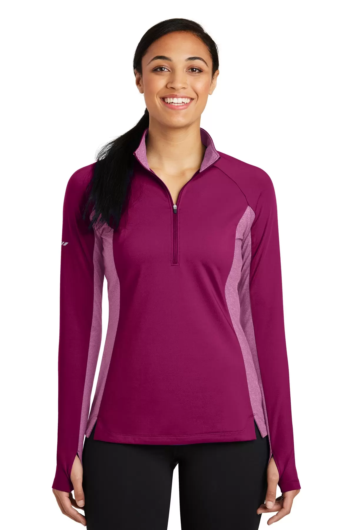 Sport Tek LST854 Sport-Tek Ladies Sport-Wick Stretch Contrast 1/2-Zip Pullover SKU: LST854