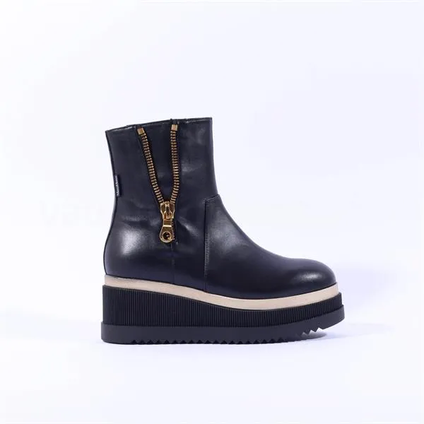 Stockholm Sidezip Ankle Boot - Black Gold Leather