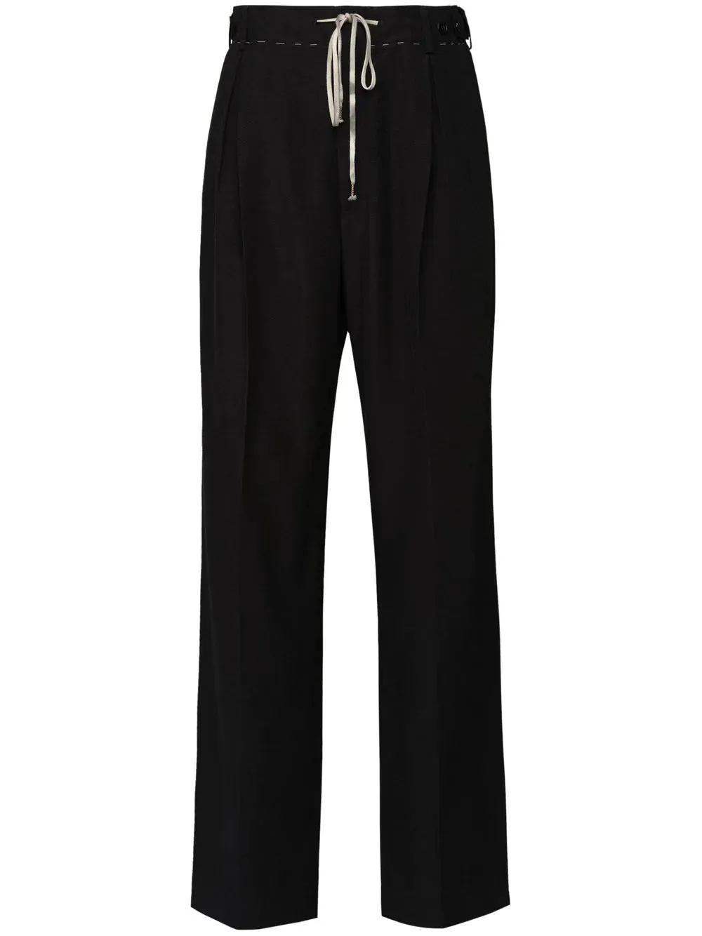 Straight Leg Drawstring Pants - Black