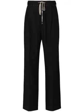 Straight Leg Drawstring Pants - Black