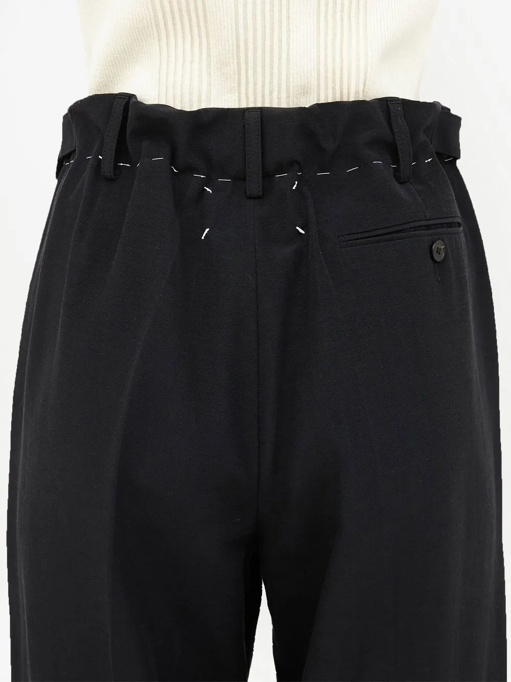 Straight Leg Drawstring Pants - Black