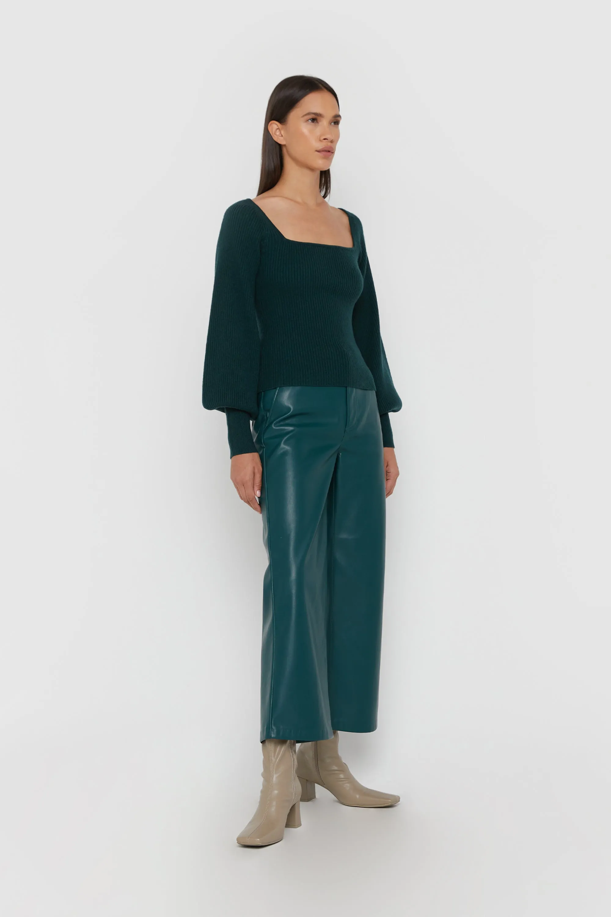 STRAIGHT LEG VEGAN LEATHER PANTS