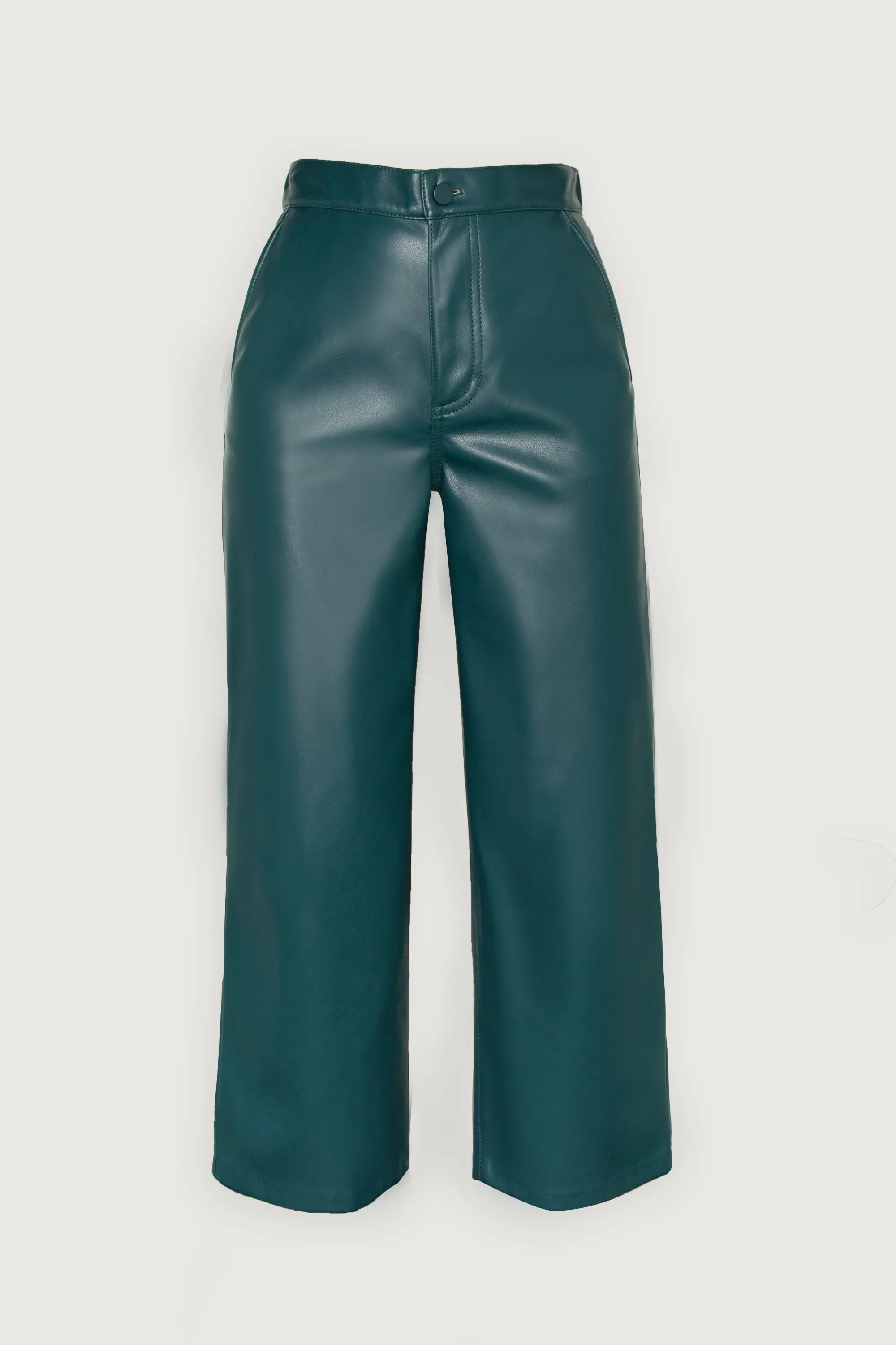 STRAIGHT LEG VEGAN LEATHER PANTS