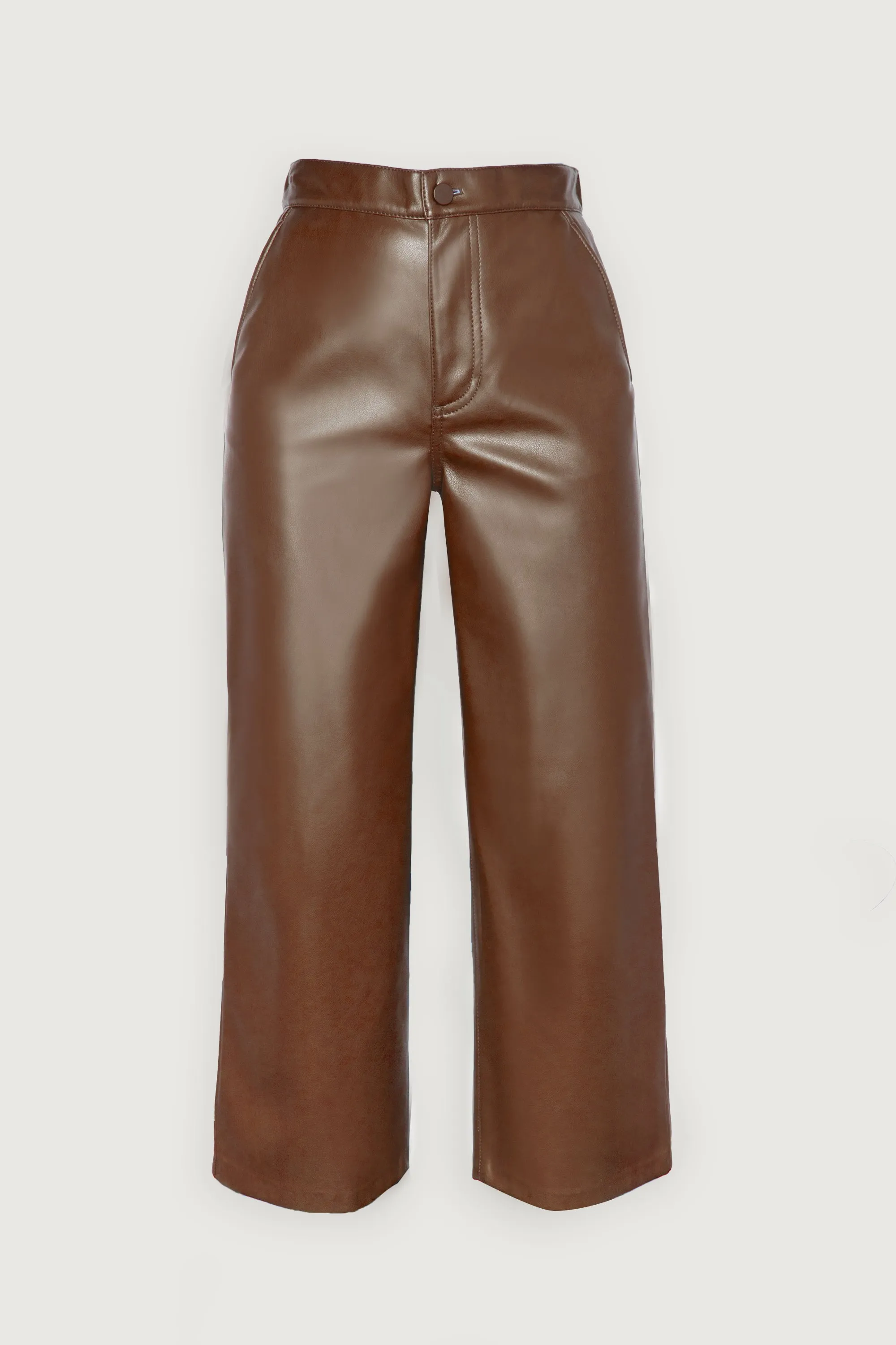 STRAIGHT LEG VEGAN LEATHER PANTS