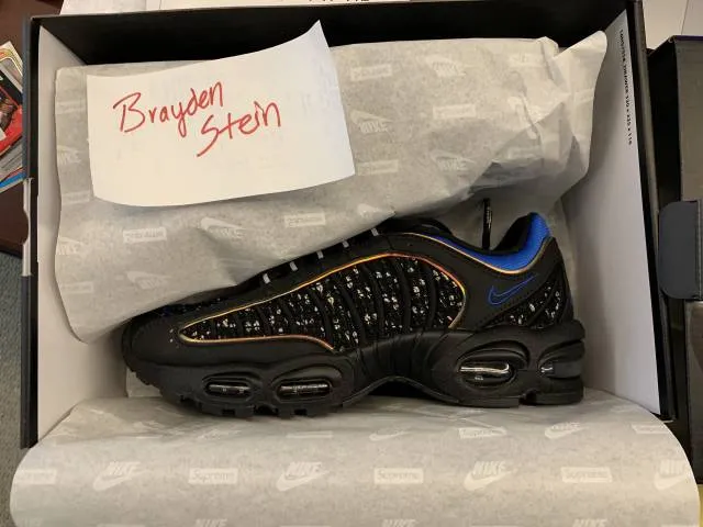 Supreme x nike air max tailwind 4 black hyper cobalt