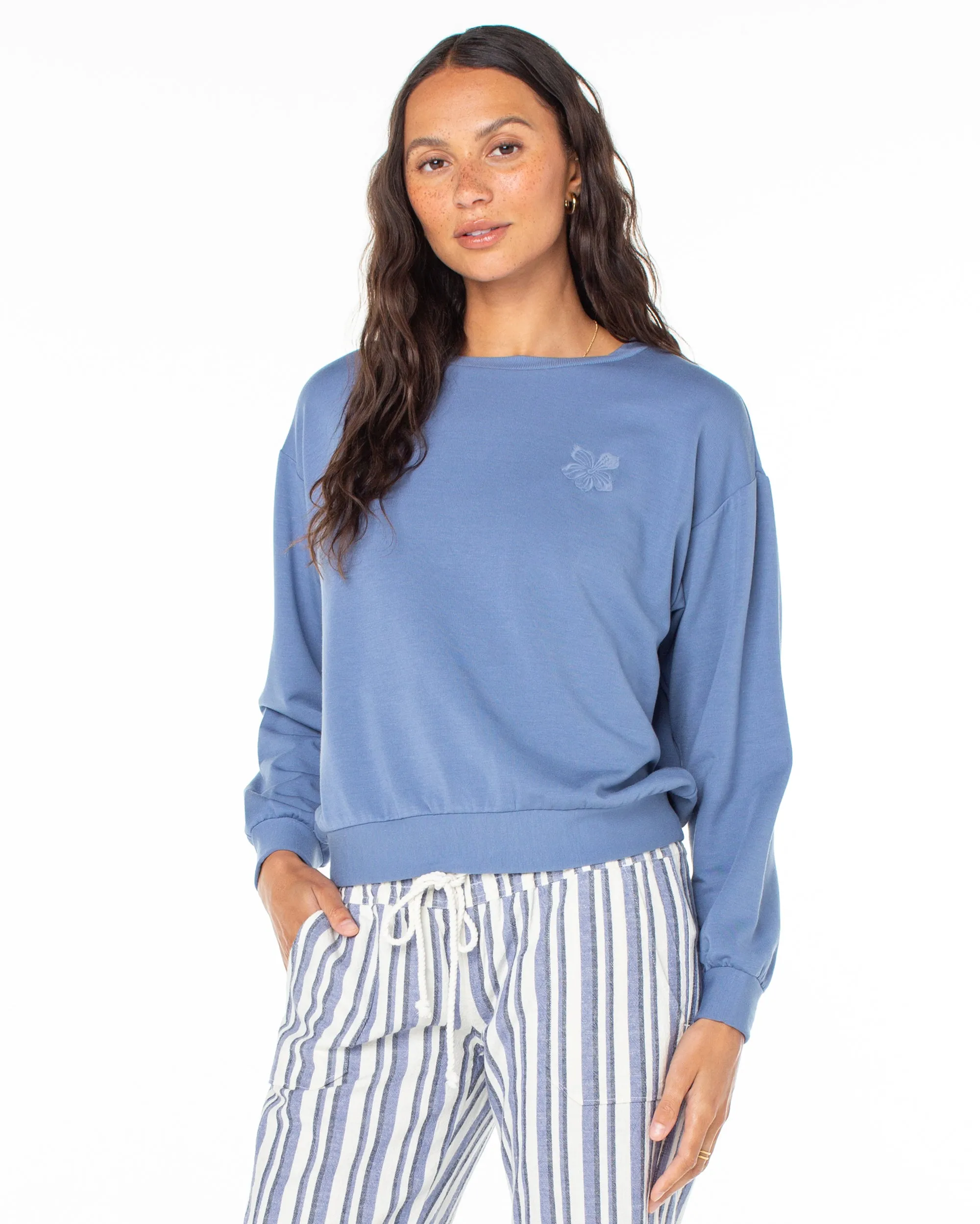 Surfing By Moonlight Pullover Sweatshirt - Infinity Blue