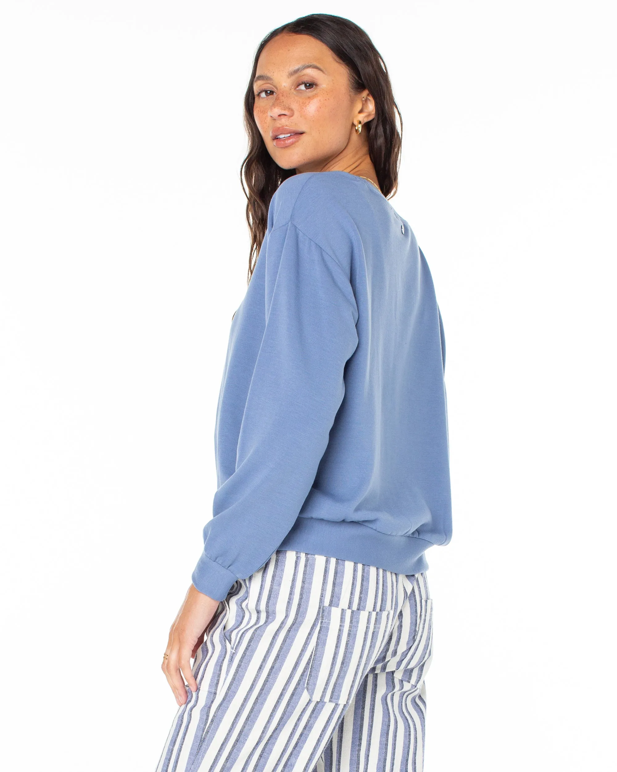 Surfing By Moonlight Pullover Sweatshirt - Infinity Blue