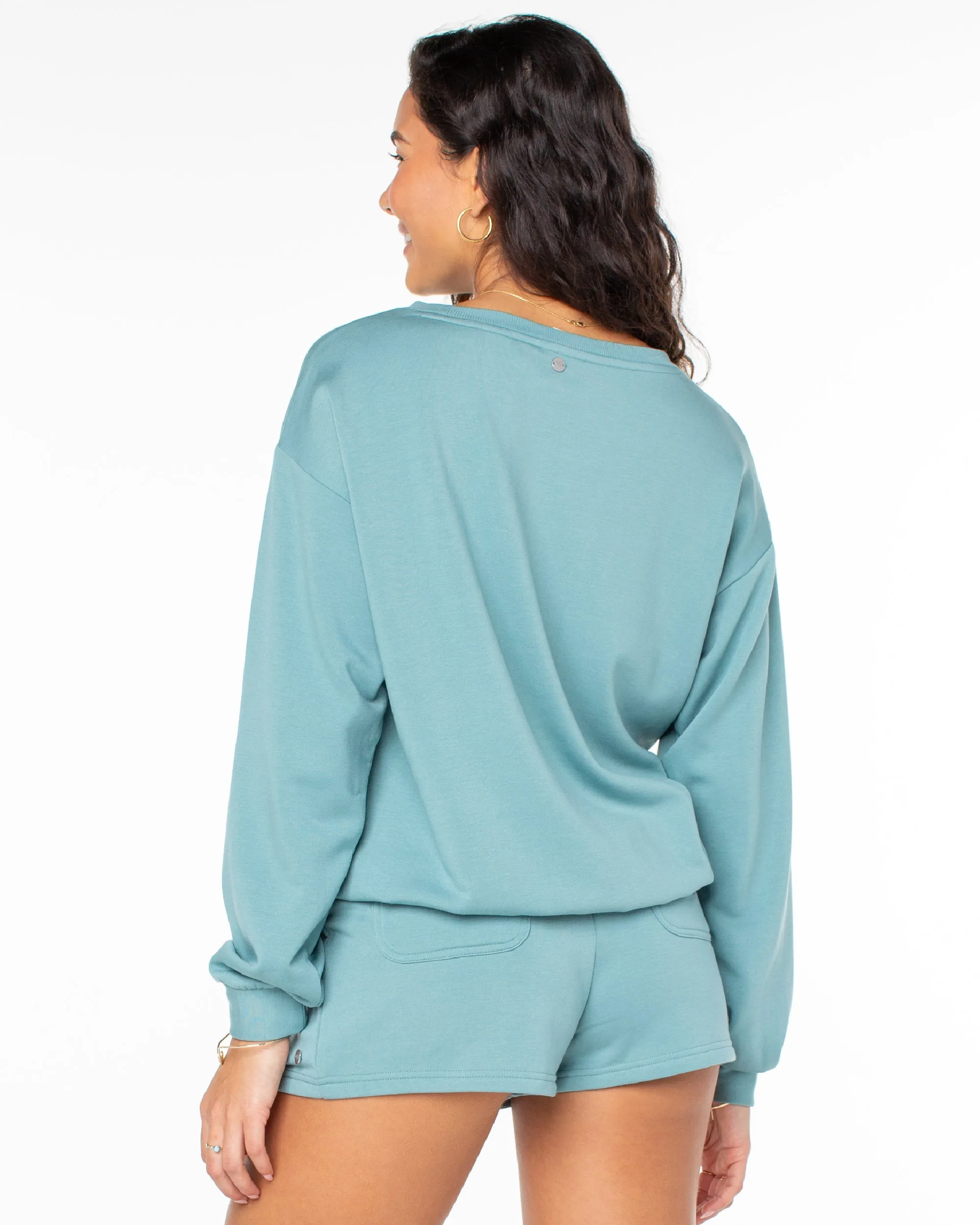 Surfing By Moonlight Pullover Sweatshirt - Mineral Blue