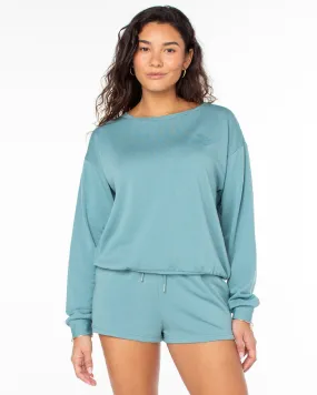 Surfing By Moonlight Pullover Sweatshirt - Mineral Blue