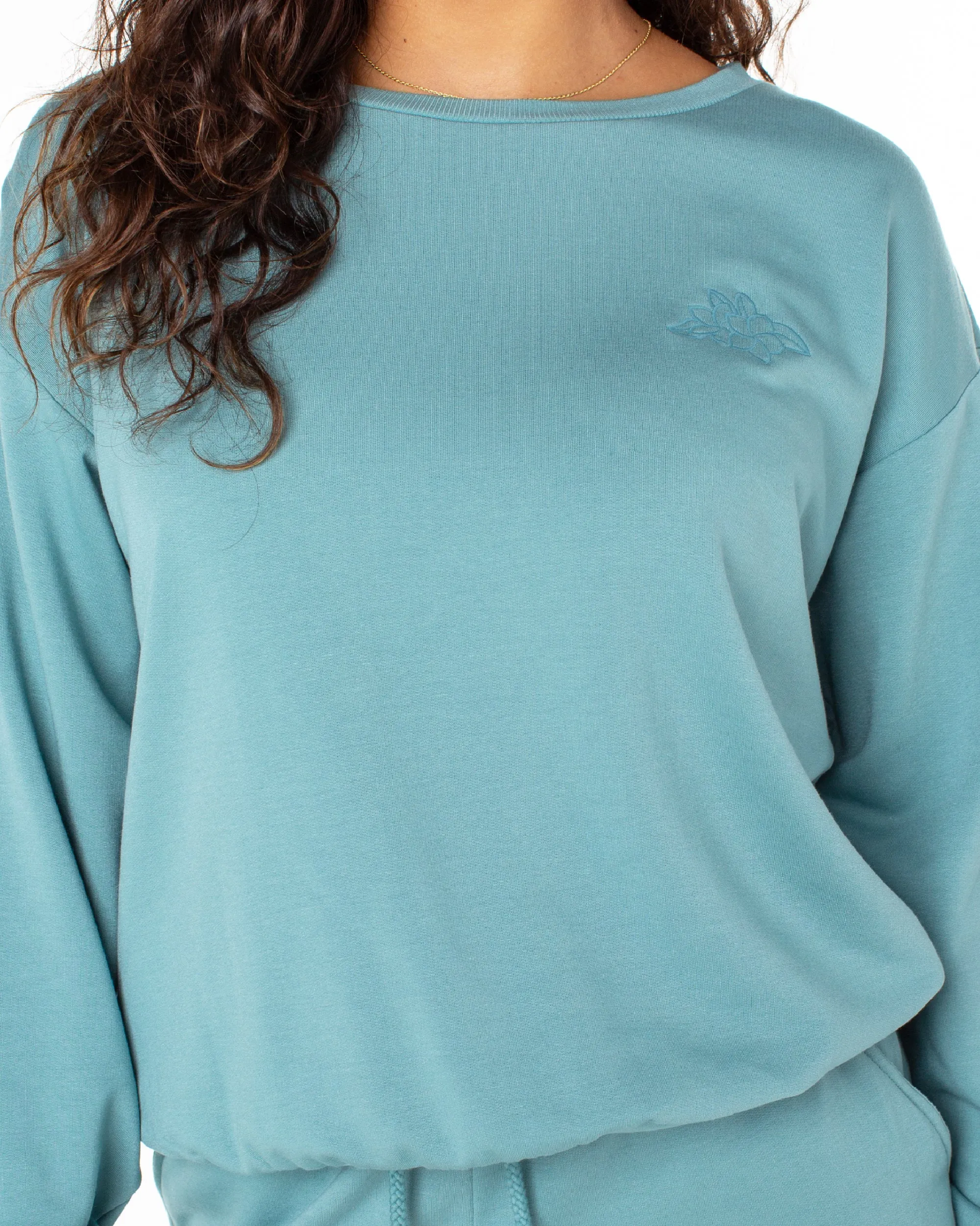 Surfing By Moonlight Pullover Sweatshirt - Mineral Blue