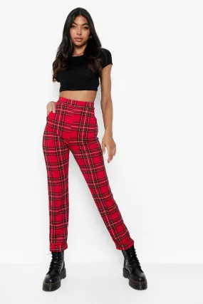 Tall Flannel Turn Up Cuff Straight Leg Pants