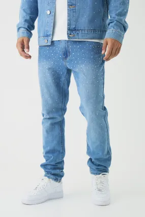 Tapered Rigid Rhinestone Jeans