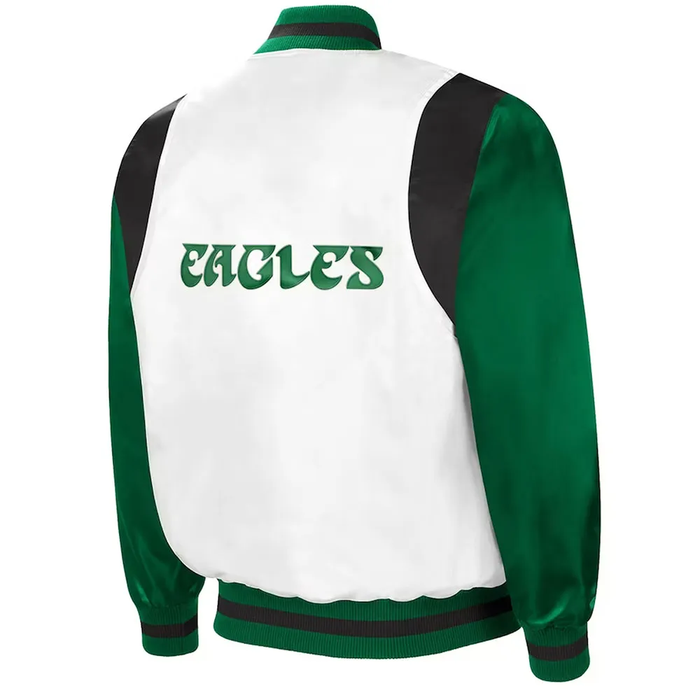 The All-American Retro Philadelphia Eagles White/Kelly Green Satin Jacket