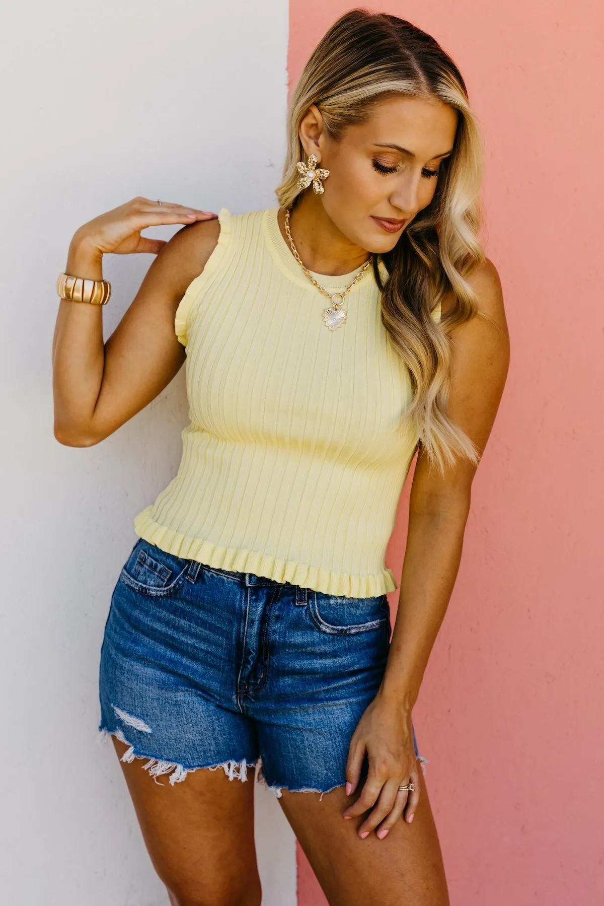 The Briana Sleeveless Frill Top