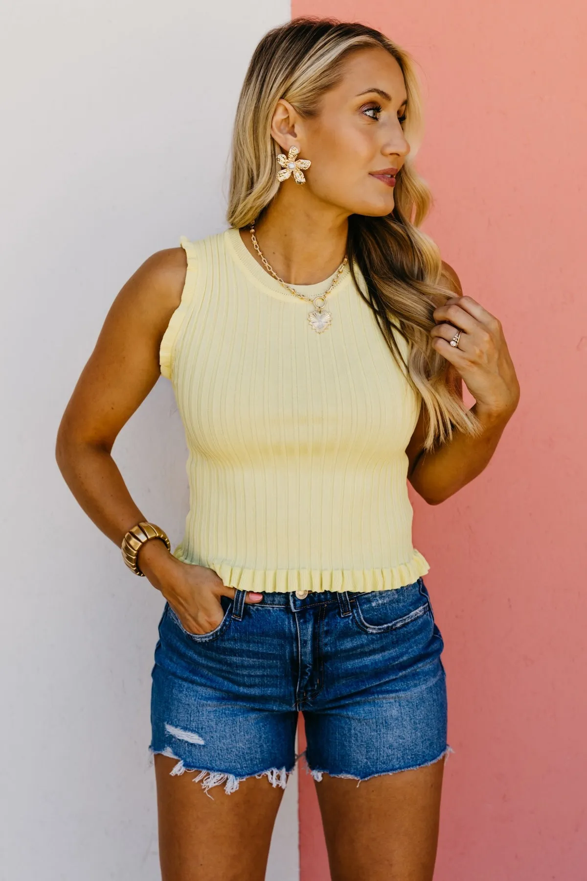 The Briana Sleeveless Frill Top