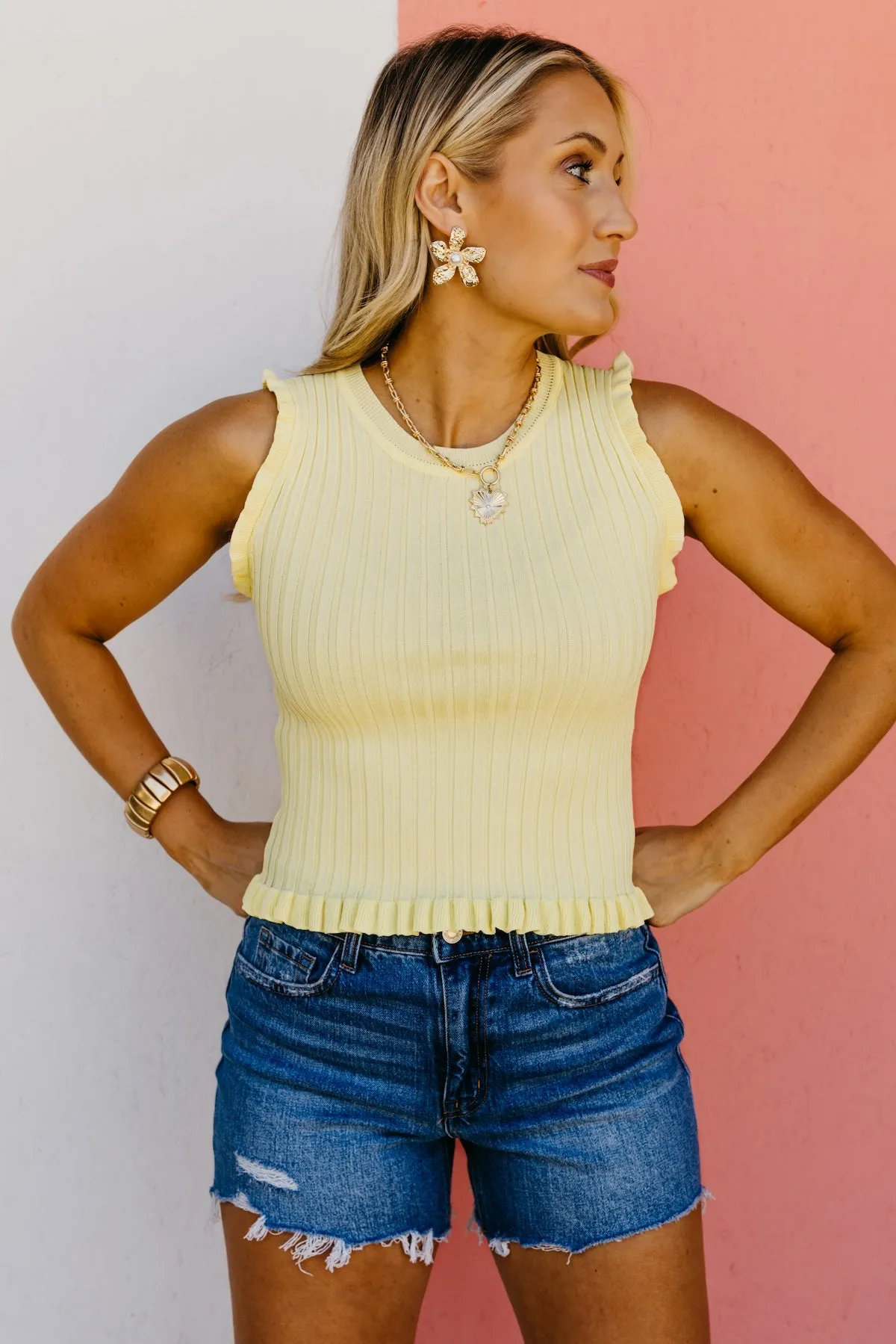 The Briana Sleeveless Frill Top