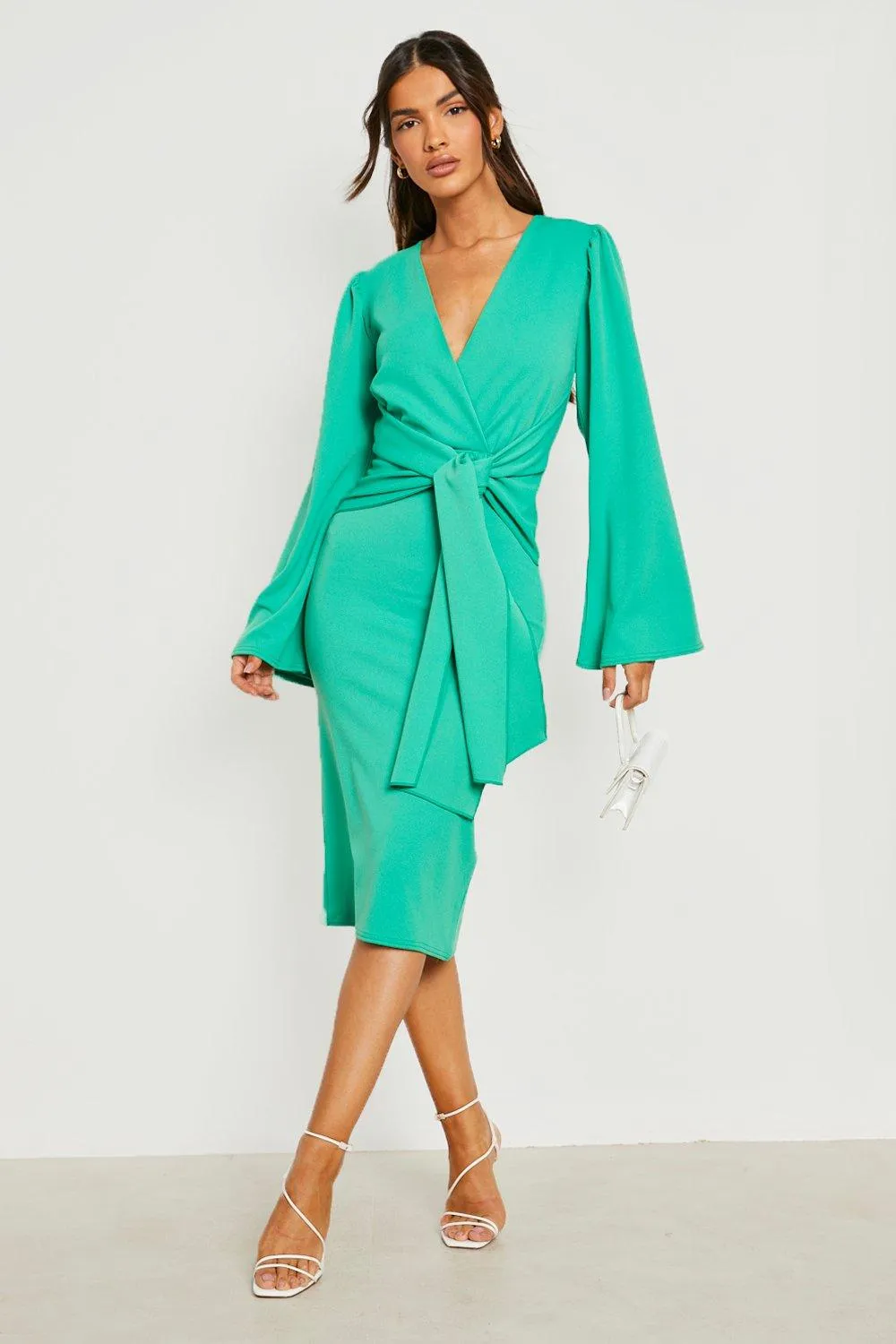 Tie Waist Wrap Midi Dress