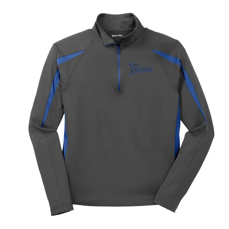 Track Grey True Royal Coolwick Sport-Wick Stretch 1/2-Zip Colorblock Pullover